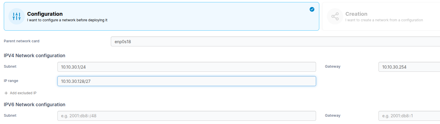 29 Network Configuration Complet for vlan30 on portainer